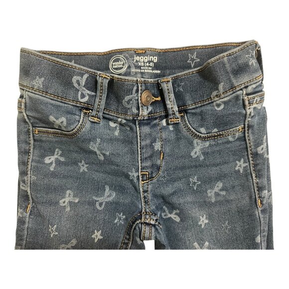 Wonder Nation Girls Jeggings | Size XS (4–5) | Bow & Star Print Denim - Picture 3 of 3